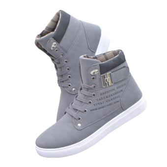 LALANG Men High Top Lace Ankle Boots Casual Warm Canvas Shoes40(Grey) - Intl June 2018 - 2 LALANG Men High Top Lace Ankle Boots Casual Warm Canvas Shoes40(Grey) - intl - 2