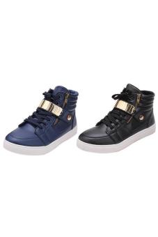 LALANG Men PU Leather Sneakers High Cut Sports Shoes Black June 2018 - 3 LALANG Men PU Leather Sneakers High Cut Sports Shoes Black - 3