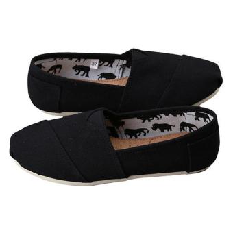 LALANG Unisex Solid Flat Canvas Shoes Lazy Casual Shoes CoupleLoafers Comfortable Slip-on Shoes Black July 2018 - 3 LALANG Unisex Solid Flat Canvas Shoes Lazy Casual Shoes CoupleLoafers Comfortable Slip-on Shoes Black - 3
