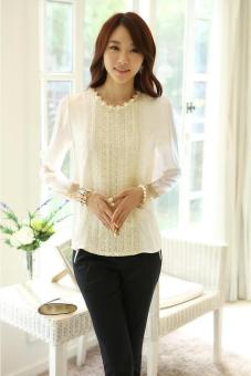 LALANG Women Casual Loose Chiffon Blouse Long Sleeve Apricot June 2018 - 4 LALANG Women Casual Loose Chiffon Blouse Long Sleeve Apricot - 4