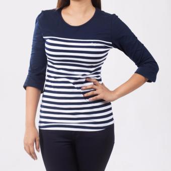 Lee Women 3/4 Sleeves Basic Fit Tee (Airforce Blue/White) June 2018 - 4 Lee Women 3/4 Sleeves Basic Fit Tee (Airforce Blue/White) - 4