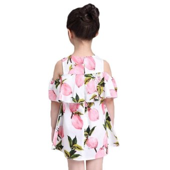 Lemon Print Off The Shoulder Fashion Dress For Girls Clothes (Pink) - Intl June 2018 - 2 Lemon Print Off The Shoulder Fashion Dress For Girls Clothes (Pink) - intl - 2