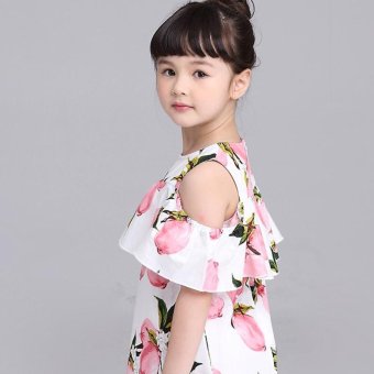 Lemon Print Off The Shoulder Fashion Dress For Girls Clothes (Pink) - Intl June 2018 - 5 Lemon Print Off The Shoulder Fashion Dress For Girls Clothes (Pink) - intl - 5