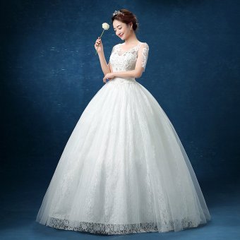 Leondo Floor Length Wedding Dress V Neck Half Sleeves (ivory) Soft Net Skirt Bridal Gowns July 2018 - 2 Leondo floor length wedding dress v neck half sleeves (ivory) soft net skirt bridal gowns - 2