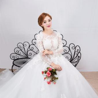 Leondo Plus Size Wedding Dress O-Neck Appliques Sequins Long Sleeve Pregnant Wedding Gown For Bridal Dress Church Train - Intl June 2018 - 2 Leondo Plus Size Wedding Dress O-Neck Appliques Sequins Long Sleeve Pregnant Wedding Gown for Bridal Dress Church Train - intl - 2