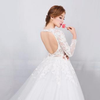 Leondo Plus Size Wedding Dress O-Neck Appliques Sequins Long Sleeve Pregnant Wedding Gown For Bridal Dress Church Train - Intl June 2018 - 4 Leondo Plus Size Wedding Dress O-Neck Appliques Sequins Long Sleeve Pregnant Wedding Gown for Bridal Dress Church Train - intl - 4