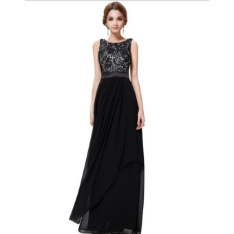Long Chiffon Bridesmaid Dress V-back Evening Gown Prom Party Dress-Black - Intl June 2018 - 3 Long Chiffon Bridesmaid Dress V-back Evening Gown Prom Party Dress-Black - intl - 3