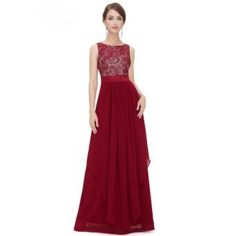 Long Chiffon Bridesmaid Dress V-back Evening Gown Prom Party Dress Red - Intl June 2018 - 2 Long Chiffon Bridesmaid Dress V-back Evening Gown Prom Party Dress Red - intl - 2