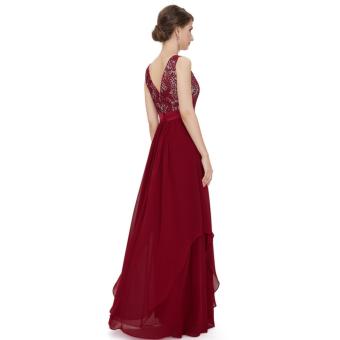 Long Chiffon Bridesmaid Dress V-back Evening Gown Prom Party Dress Red - Intl June 2018 - 5 Long Chiffon Bridesmaid Dress V-back Evening Gown Prom Party Dress Red - intl - 5