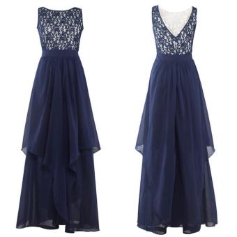 Long Chiffon Bridesmaid Dress V-back Evening Gown Prom Party DressDark Blue - Intl June 2018 - 3 Long Chiffon Bridesmaid Dress V-back Evening Gown Prom Party DressDark Blue - intl - 3