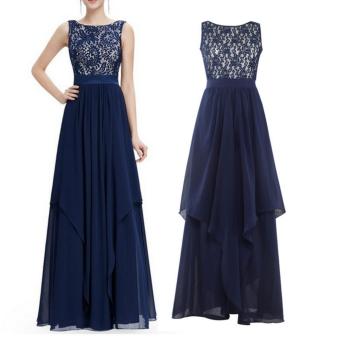 Long Chiffon Bridesmaid Dress V-back Evening Gown Prom Party DressDark Blue - Intl June 2018 - 2 Long Chiffon Bridesmaid Dress V-back Evening Gown Prom Party DressDark Blue - intl - 2