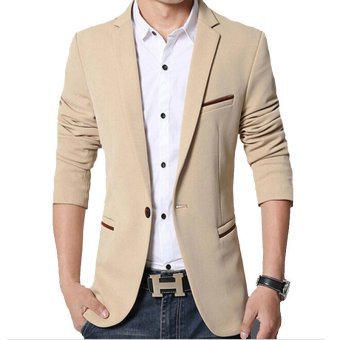 Men Slim Fit Fashion Cotton Blazer Suit Jacket Black June 2018 - 5 Men slim fit fashion cotton blazer Suit Jacket Black - 5