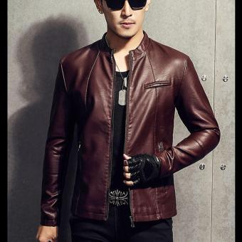 Men Slim PU Leather Jacket Classic Thick Warm Coat(Red) - Intl June 2018 - 5 Men Slim PU Leather Jacket Classic Thick Warm Coat(Red) - intl - 5