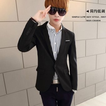 Men's Casual One Button Slim Fit Suit Coat Jacket (Black) - Intl June 2018 - 2 Men's Casual One Button Slim Fit Suit Coat Jacket (Black) - intl - 2