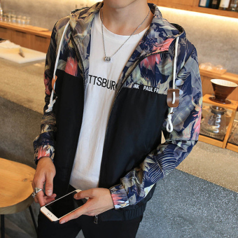 Men's Fashion Hooded Regular Lightweight Jackets Polyester?Athletic Jackets With Floral Black - Intl June 2018 - 4 Men's Fashion Hooded Regular Lightweight Jackets Polyester?Athletic Jackets With Floral Black - intl - 4