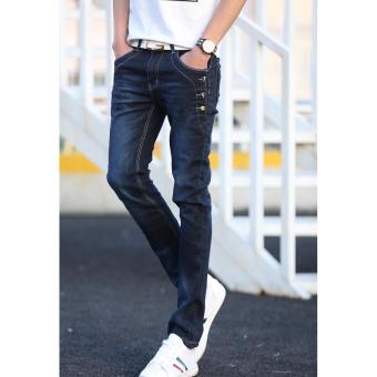 Men's Buttons Design Denim Jeans (Dark) April 2018 - 2 Men's Buttons Design Denim Jeans (Dark) - 2