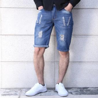 Men's Class Denim Short With V Tattered Design July 2018 - 4 Men's Class Denim short With V Tattered Design - 4
