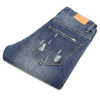 Mens High Quality Patch Jeans Ripped Jeans For Men Holes Pants Denim Trousers- Blue - Intl June 2018 - 4 Mens high quality Patch Jeans ripped jeans for men holes pants denim trousers- Blue - intl - 4