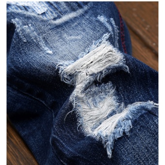 Mens High Quality Patch Jeans Ripped Jeans For Men Holes Pants Denim Trousers- Dark Blue - Intl July 2018 - 4 Mens high quality Patch Jeans ripped jeans for men holes pants denim trousers- Dark Blue - intl - 4