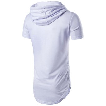 Mens Hipster Hip Hop Short Sleeve Longline Pullover Hoodies ShirtsWhite - Intl June 2018 - 2 Mens Hipster Hip Hop Short Sleeve Longline Pullover Hoodies ShirtsWhite - intl - 2