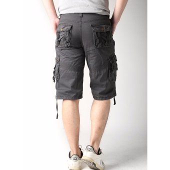 Men's New Army Six Pocket Cargo Shorts With Rope Design(Grey) June 2018 - 3 Men's New Army Six Pocket Cargo Shorts with Rope Design(Grey) - 3