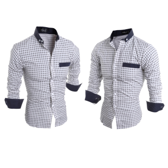 Mens Slim Fit Shirts Long Sleeve Formal Dress CasualT-shirt(White)L - Intl June 2018 - 4 Mens Slim Fit Shirts Long Sleeve Formal Dress CasualT-shirt(White)L - intl - 4