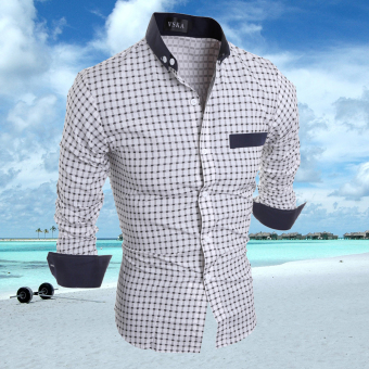 Mens Slim Fit Shirts Long Sleeve Formal Dress CasualT-shirt(White)L - Intl June 2018 - 2 Mens Slim Fit Shirts Long Sleeve Formal Dress CasualT-shirt(White)L - intl - 2