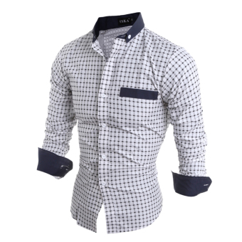 Mens Slim Fit Shirts Long Sleeve Formal Dress CasualT-shirt(White)L - Intl June 2018 - 3 Mens Slim Fit Shirts Long Sleeve Formal Dress CasualT-shirt(White)L - intl - 3