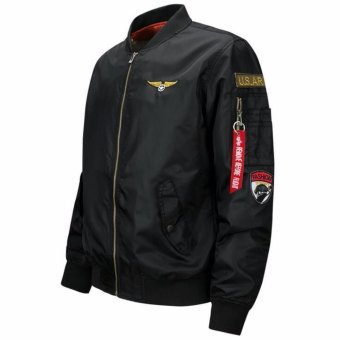 Mens Solid Flight Collar Bomber Jacket(Free Baseball Cap Hat) - Intl June 2018 - 3 Mens Solid Flight Collar Bomber Jacket(Free Baseball Cap Hat) - intl - 3