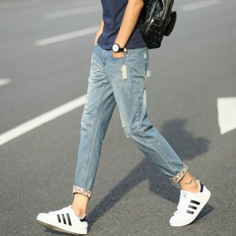 Men's Vintage Ripped Jeans Slim Ankle Length Pants Retro Hole DenimJeans - Intl June 2018 - 2 Men's Vintage Ripped Jeans Slim Ankle Length Pants Retro Hole DenimJeans - intl - 2