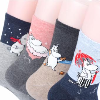 Moomin Story Crew Women's Socks 4 Pairs Made In Korea June 2018 - 2 Moomin Story Crew Women's Socks 4 pairs Made in Korea - 2