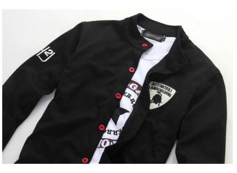 New Men's Fashion Embroidered Red Button Slim Sports SweaterCardigan (Black) June 2018 - 5 New Men's Fashion Embroidered Red Button Slim Sports SweaterCardigan (Black) - 5