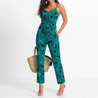 New Women V Neck Sleeveless Floral Print Ladies Summer Beach Casual Jumpsuit - Intl July 2018 - 2 New Women V Neck Sleeveless Floral Print Ladies Summer Beach Casual Jumpsuit - intl - 2
