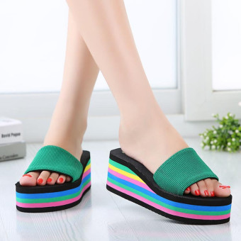 New Women's Casual Flip Flops Beach Sandals Rainbow High Platform Wedge Slippers April 2018 - 2 New Women's Casual Flip Flops Beach Sandals Rainbow High Platform Wedge Slippers - 2