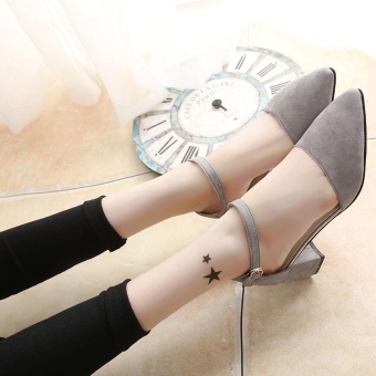 New Women's Summer Sandals High Heels Ankle Straps Velvet SolidCasual Princess Lady's Shoes Pointed Toe Color Grey - Intl June 2018 - 5 New Women's Summer Sandals High Heels Ankle Straps Velvet SolidCasual Princess Lady's Shoes Pointed Toe Color Grey - intl - 5