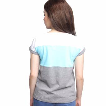 Newyork Army Multicolor Gray, Aqua & White Mega Sleeves RoundNeck T-Shirt For Ladies June 2018 - 2 Newyork Army Multicolor Gray, Aqua & White Mega Sleeves RoundNeck T-Shirt For Ladies - 2