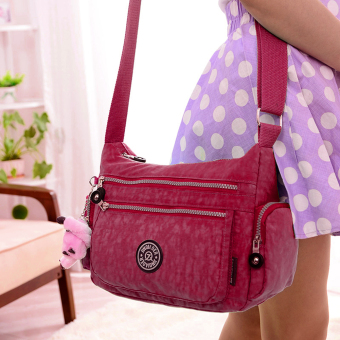 NiceEshop Waterproof Nylon Multi-pocket Women Messenger Bag (Burgundy) May 2018 - 3 niceEshop Waterproof Nylon Multi-pocket Women Messenger Bag (Burgundy) - 3