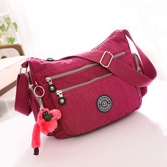 NiceEshop Waterproof Nylon Multi-pocket Women Messenger Bag (Burgundy) May 2018 - 2 niceEshop Waterproof Nylon Multi-pocket Women Messenger Bag (Burgundy) - 2