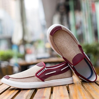 Ocean New Men Fashion Slip On Casual Canvas Sneakers Breathe Shoes(Khaki) - Intl June 2018 - 4 Ocean New Men Fashion Slip On Casual Canvas Sneakers Breathe Shoes(Khaki) - intl - 4
