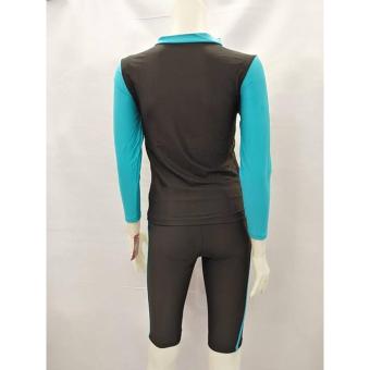 OPJR1602 Women Fashion Light Blue Long Sleeves Rash Guard Set With Black Short Cycling Swimwear June 2018 - 5 OPJR1602 women fashion light blue long sleeves rash guard set with black short cycling swimwear - 5