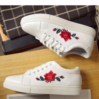 Popular Korean Fashion Flower Style Sneakers For Women - White June 2018 - 4 Popular Korean Fashion Flower Style Sneakers for Women - White - 4