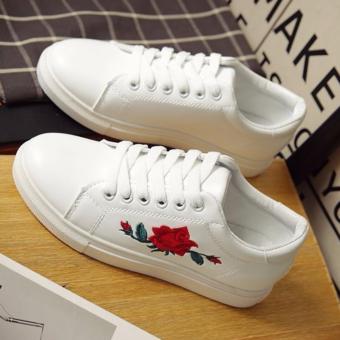 Popular Korean Fashion Flower Style Sneakers For Women - White June 2018 - 3 Popular Korean Fashion Flower Style Sneakers for Women - White - 3