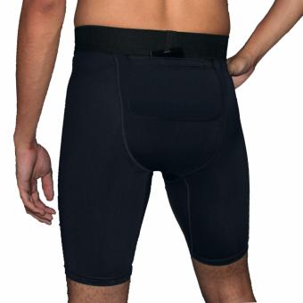 PROCARE COMBAT #CS153 Men Compression Shorts With Back Pocket Velcro Lock (Black/Gray Flatlock Seam) For Jogging Running Basketball April 2018 - 2 PROCARE COMBAT #CS153 Men Compression Shorts with Back Pocket Velcro Lock (Black/Gray Flatlock Seam) for Jogging Running Basketball - 2