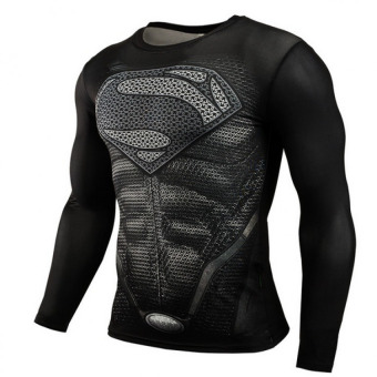 Pudding Korea Korean Fashion Tight Fitting Black Superman T-shirt Black - Intl June 2018 - 2 Pudding Korea Korean fashion Tight fitting black Superman T-shirt Black - intl - 2