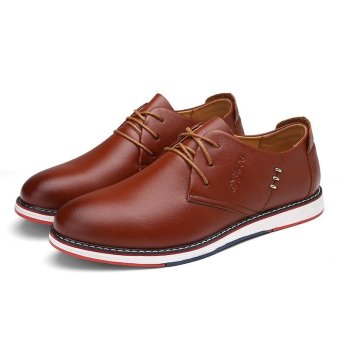 Seanut Fashion Men's Casual Shoes Lace Up Split Leather Shoes (Brown) - Intl April 2018 - 4 Seanut Fashion Men's Casual Shoes Lace Up Split Leather Shoes (Brown) - intl - 4