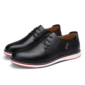 Seanut Fashion Men's Casual Shoes Lace Up Split Leather Shoes(Black) - Intl April 2018 - 4 Seanut Fashion Men's Casual Shoes Lace Up Split Leather Shoes(Black) - intl - 4