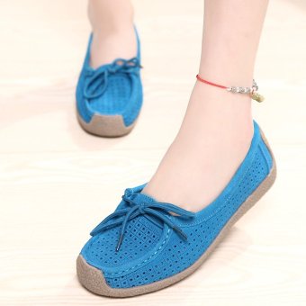 Seanut Fashion Women Casual Breathable Slip-On Leather Loafers (Blue) - Intl June 2018 - 5 Seanut Fashion Women Casual Breathable Slip-On Leather Loafers (Blue) - intl - 5