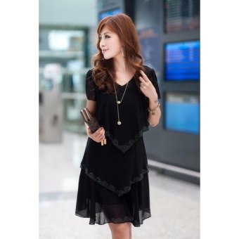 Sexy Dress Women Party Dresses 2016 5xl Plus Size Women Clothing Vestidos Black Blue Summer Dress Chiffon(black) - Intl June 2018 - 2 Sexy Dress Women Party Dresses 2016 5xl Plus Size Women Clothing Vestidos Black Blue Summer Dress Chiffon(black) - intl - 2