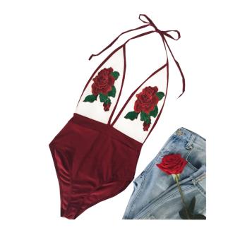 Sexy Rose Embroidery See Through Halter Backless Swimsuit June 2018 - 4 Sexy Rose Embroidery See Through Halter Backless Swimsuit - 4