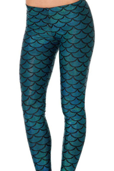 Shinning Metallic Mermaid Scales Pattern Legging (Blue) July 2018 - 2 Shinning Metallic Mermaid Scales Pattern Legging (Blue) - 2
